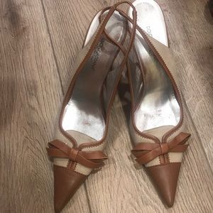 Dolce Gabbana vintage suede pumps w/ leather bow